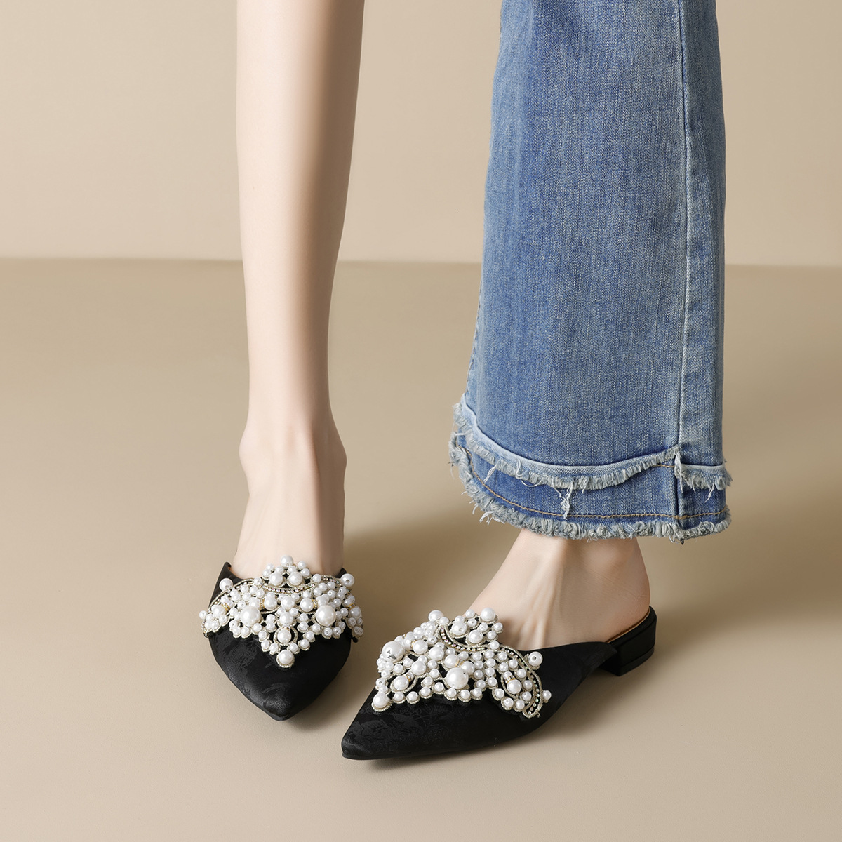 STAOXINDIKE Designer Fashion Heel Wedge Heel Synthetic Fabric Black Closed Open Formal Narrow Budget Heeled Shoes Pumps