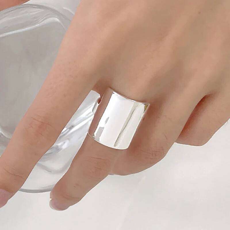 Minimalist 925 Sterling Silver Smooth Ring for Women Couple New Fashion Creative Width Geometric Handmade Birthday Party Jewelry H260312