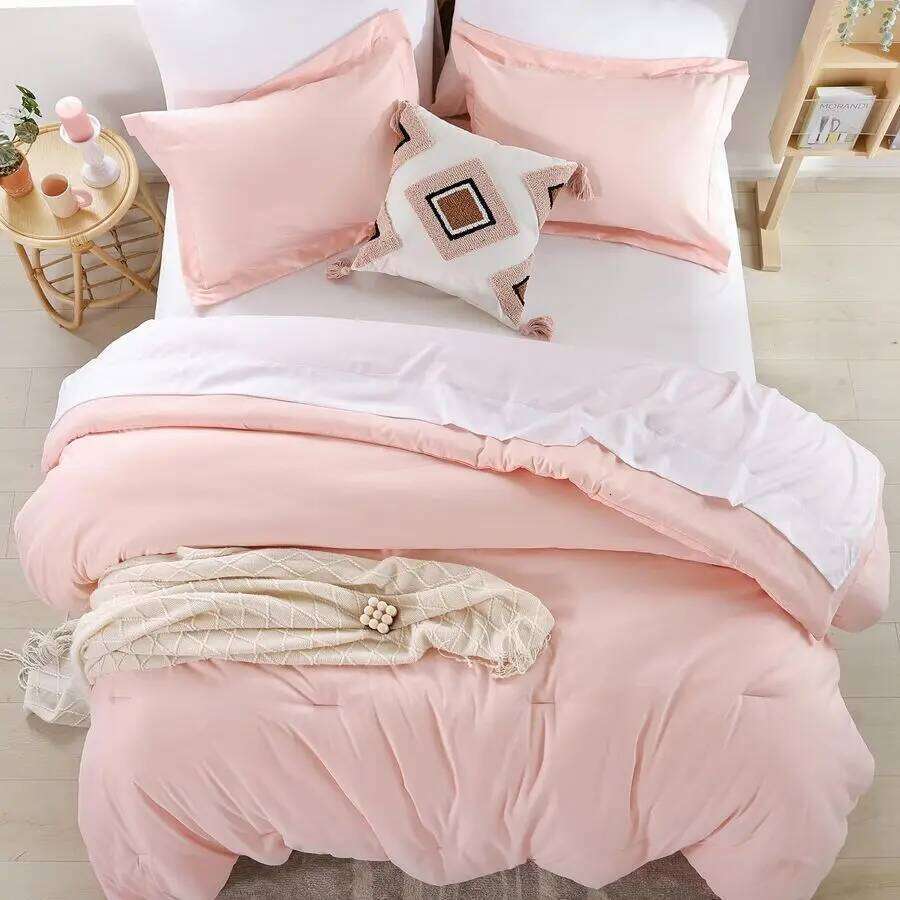 Pink Sets Full Size Comforter with Sheets 7 Piece Soft Microfiber Comforters Set for Women Blush Lightweight Alter H260312