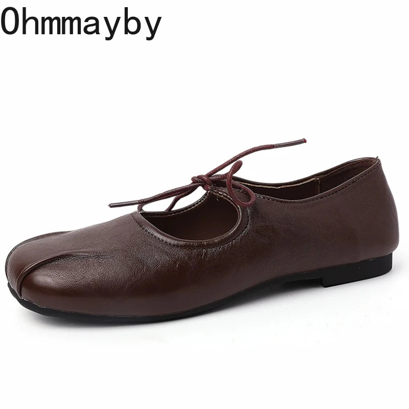 2026 Spring Women Ballet Flats Casual Shallow Butterfly-knot Shoes Soft Sole Womens Elegant Leather Dress Shoes 260227