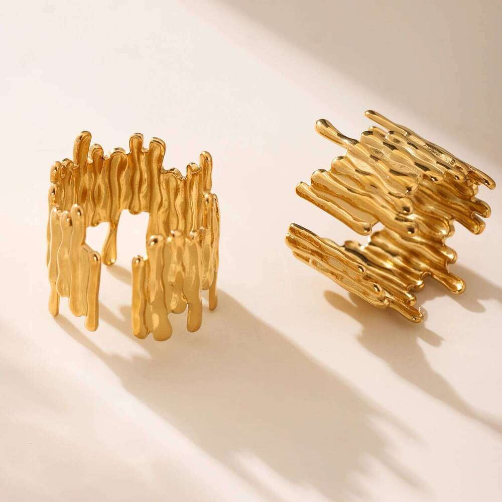 316 Stainless Steel Gold-plated Personalized for Women'Fashion Gold Color Silver Open Ring Couple Waterproof Jewelry Gift H260312