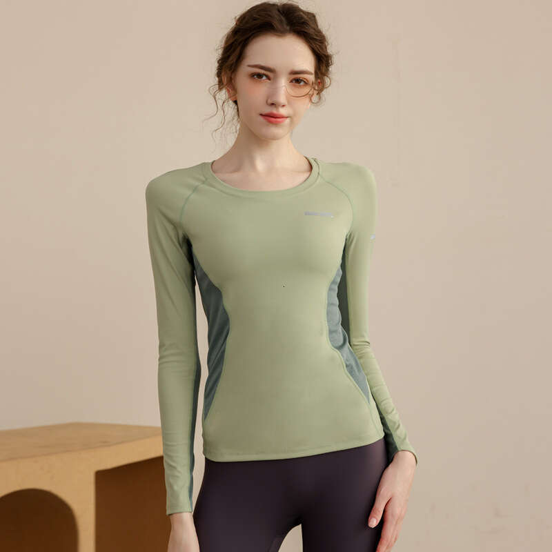 Autumn and winter yoga clothing for women, spliced long-sleeve slim-fit gym quick-dry running professional outdoor Designer sports top