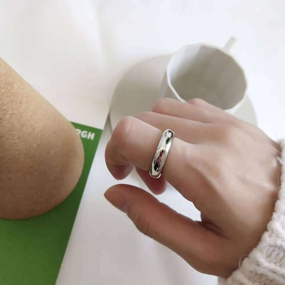 Original 925 Sterling Smooth Rings For Women Counple Wedding Engagement Silver Women's Vintage Ring Fine Jewelry H260312