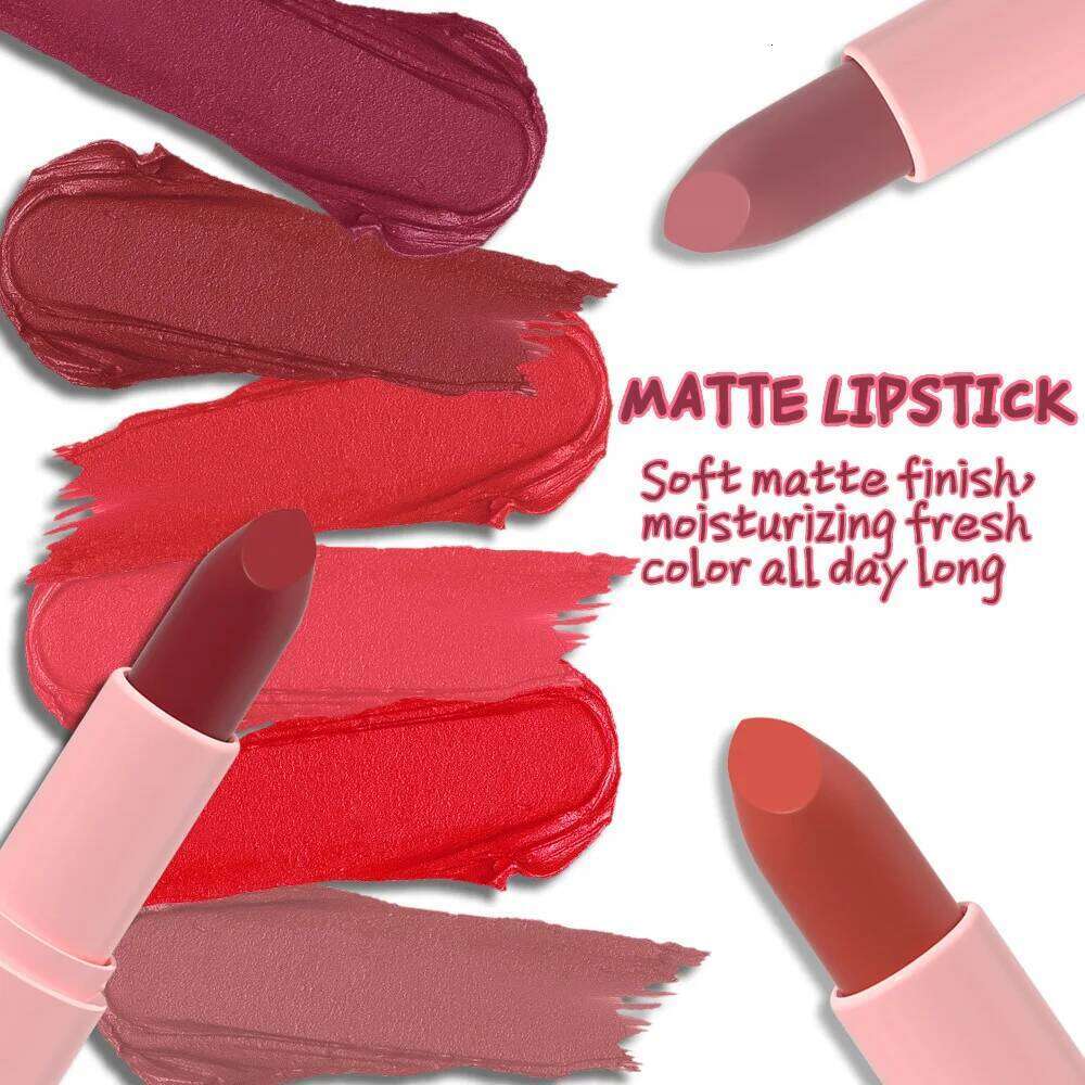 DUNUF 1 Pcs Matte Powder lipstick, Lasting 24 Hours Non-fading Waterproof Non-stick Easy to Color Lip Gloss Makeup Gift W260311