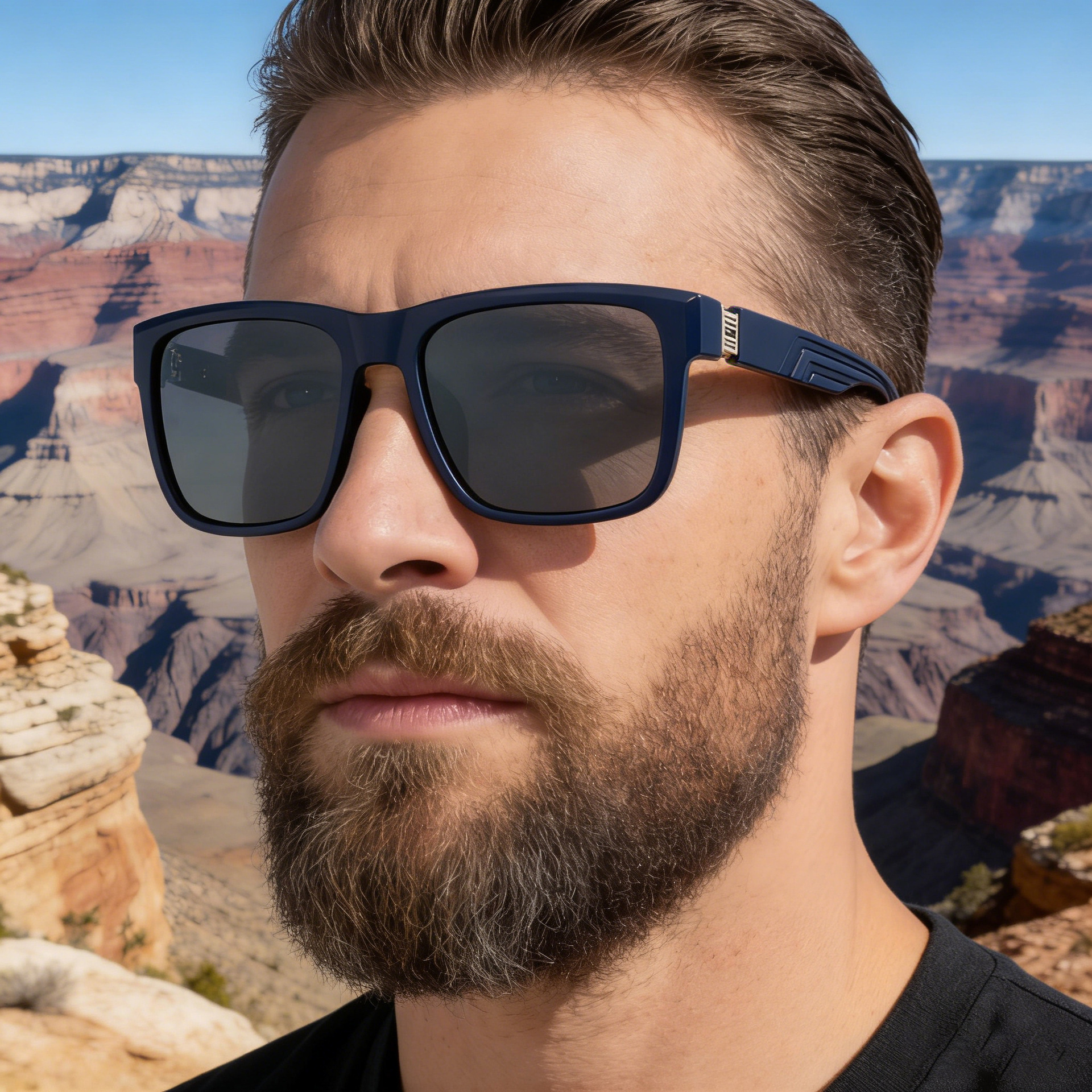 2026 New Fashion Square Polarized Retro Large Frame PC Leg Sun Protection Sunglasses for Men,