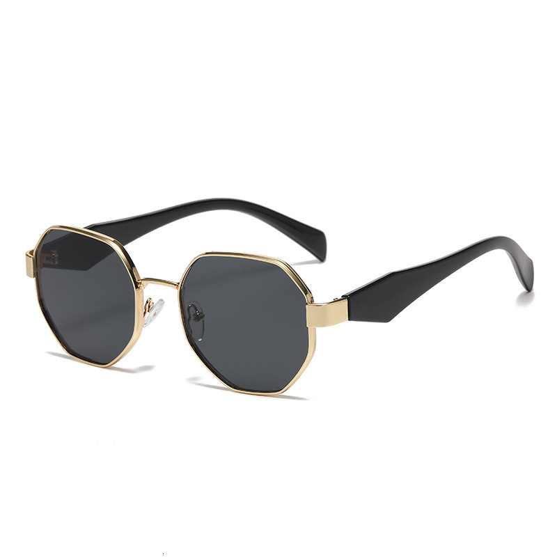 New Polygonal Metal Street Style Retro Round Glasses Fashion Versatile Sunglasses for Women
