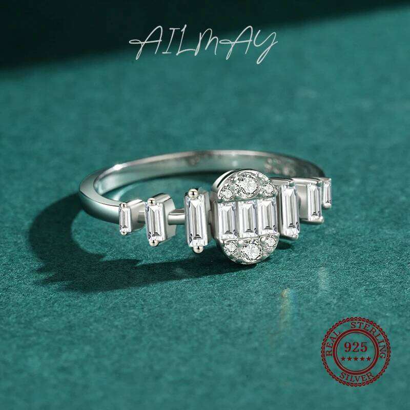 Ailmay 925 Sterling Silver Fashion Oval Shining Clear Zircon Rings For Women Wedding Engagement Fine Female Jewelry H260312