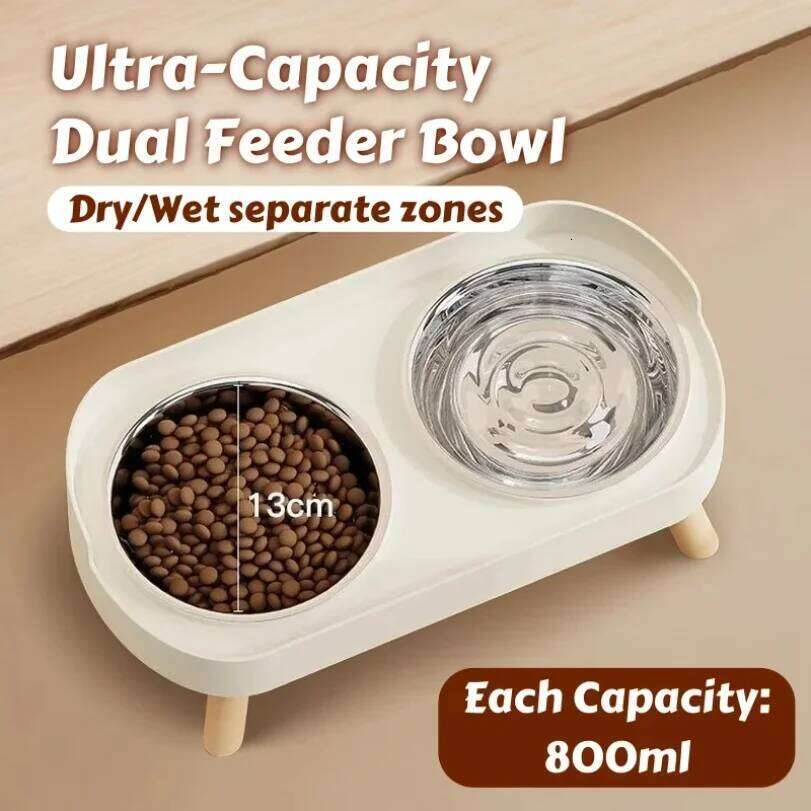 Dopamine Colorful Elevated Pet Feeder: Dual Stainless Steel Bowls with Neck Support - Fashion Food & Water Station for Pets 26Y0312