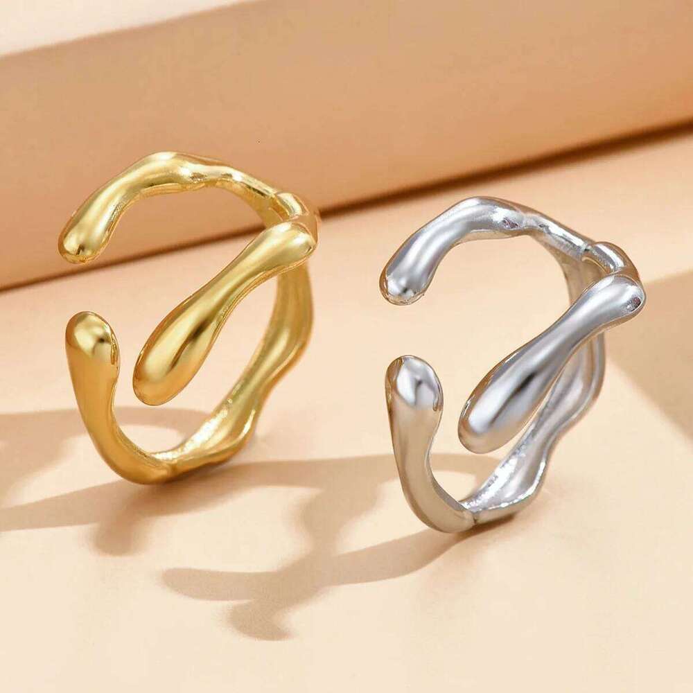Fashion Stainless Steel Waterproof Open Ring Personality Charms PVD Real Gold 18K Plated Trendy Jewelry for Women H260312