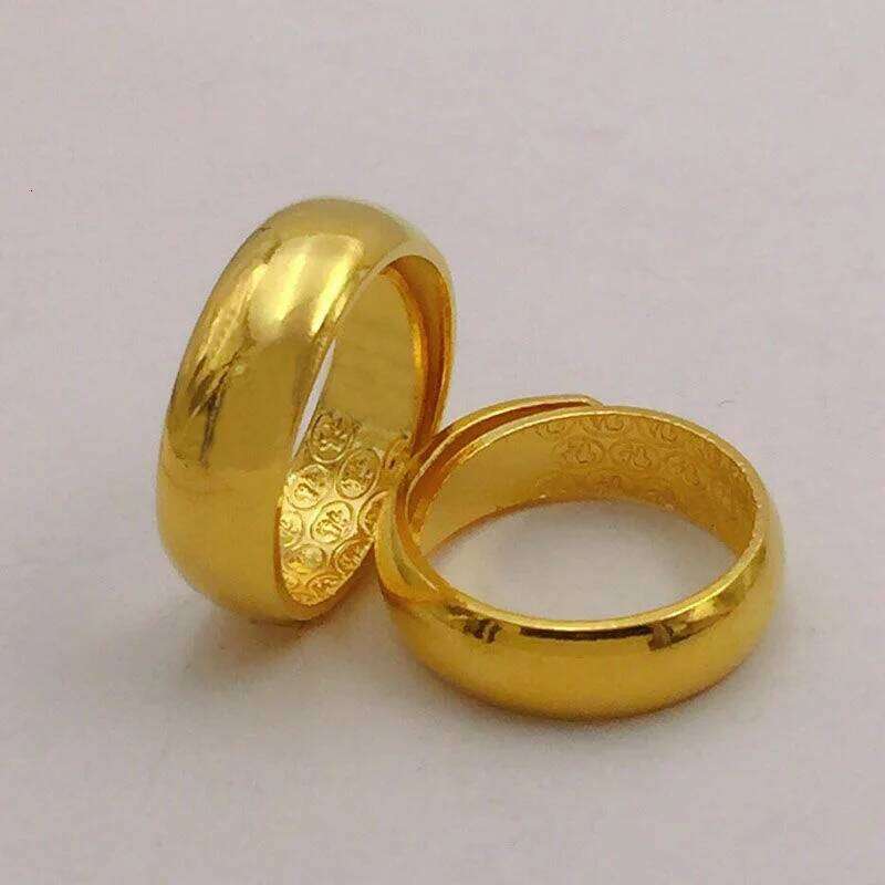 Baifu s Pure Plated Real 18k Yellow Gold 999 24k En Faced Men and Women's Wedding Couples; Ring for a Long Time Never Fade Jewel H260312