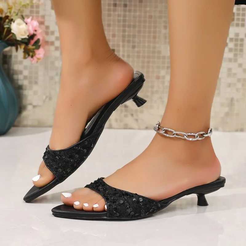 Bling Women Pointed Toe Slippers Sexy High Heels Sandals Shoes 2026 Summer Party Open Toe Shoes Woman Elegant Pumps K260312