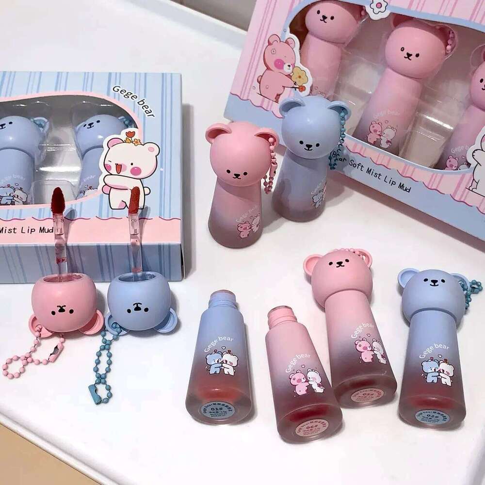 Gege bear Cute Cat Gloss Moisturizing Smooth and Long-lasting Lip Glaze - 4 Shades Easy to Apply Holiday Gifts W260311