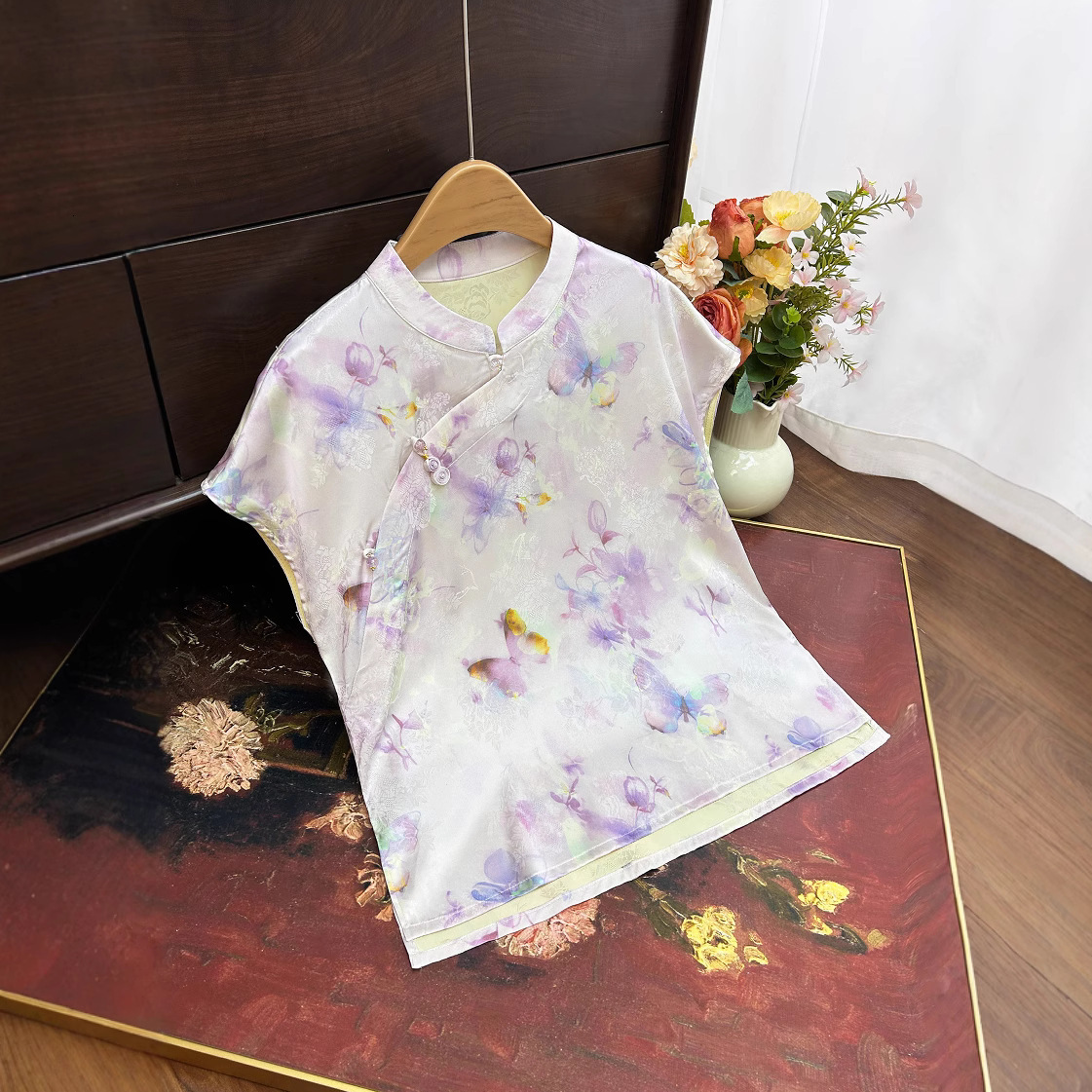 New Chinese-style Jacquard Summer New Designer Shirt Designer Hoodie Model Stand-up Collar Polo Shirt Diagonal Placket Buttoned Blouse Fresh And Comfo