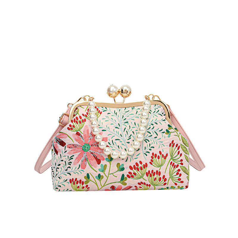 Popular floral shell 2026 spring new vintage pastoral style shoulder versatile crossbody women's bag, trendy