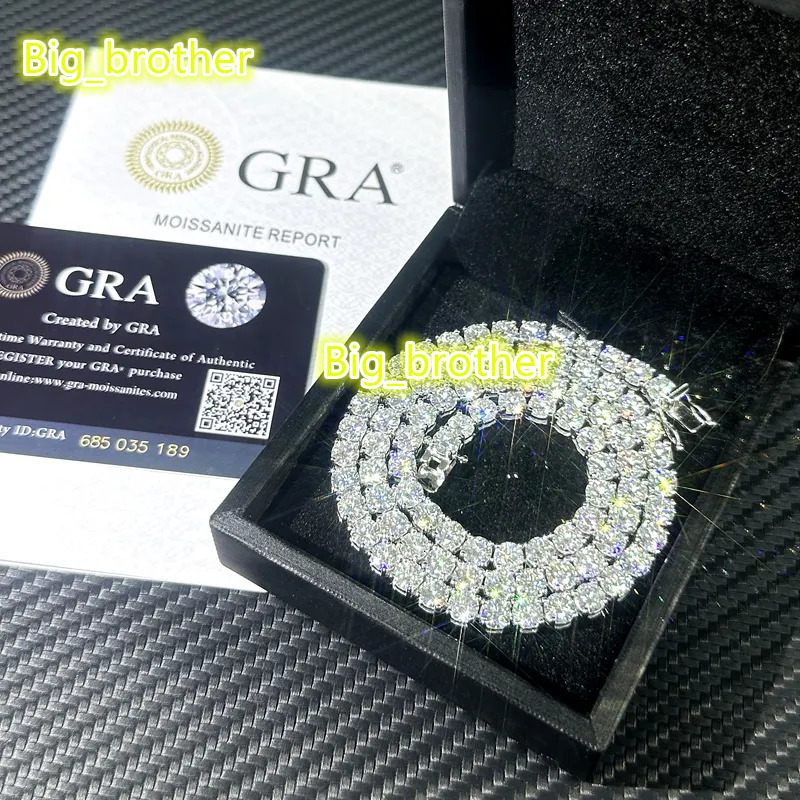 Ready to Ship VVS Moissanite Diamond Tennis Chain Necklace and Bracelet Iced Out Hip Hop Jewelry