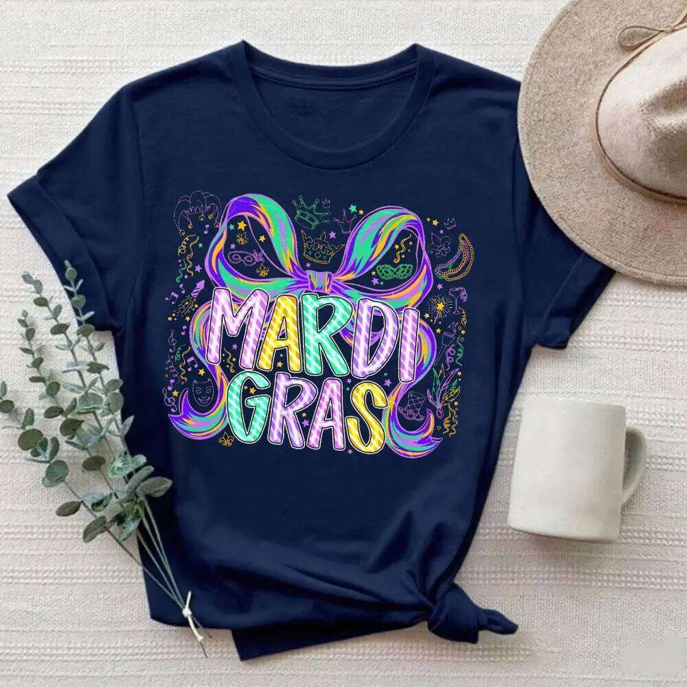 Carnival T Shirt RetroBow Mardi Gras Yall Design Tees High Quality Cotton Y2k Unisex Tops Women Clothes Z260312