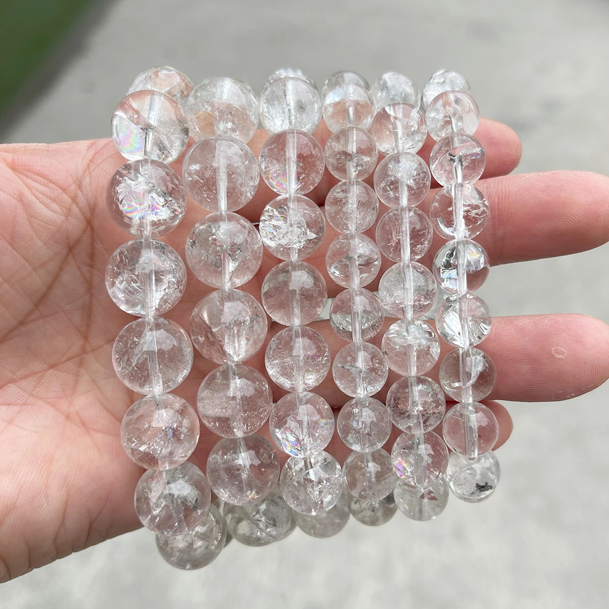 JD Natural Stone Azeztulite Rock Quartz Cracked Crystal Bead Bracelets Women Men Reiki Healing Stretch Jewelry Couple Party Gift 260302