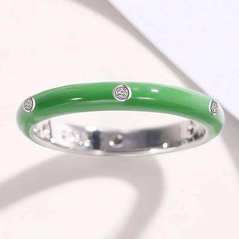 Huitan Rainbow Color Enamel Finger Rings for Women with Dazzling CZ Stone Exquisite Fashion Female Accessories Party Jewelry Hot H260312