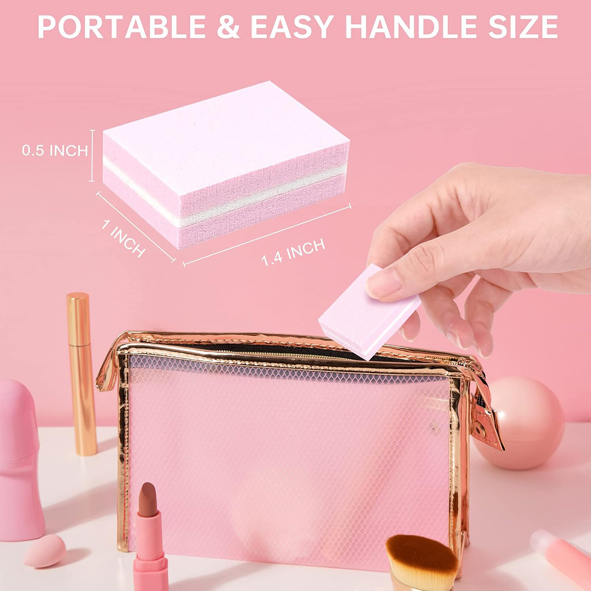 Maryton Pink Mini Nail Sanding Buffing Block 100/180 Grit for Manicure
