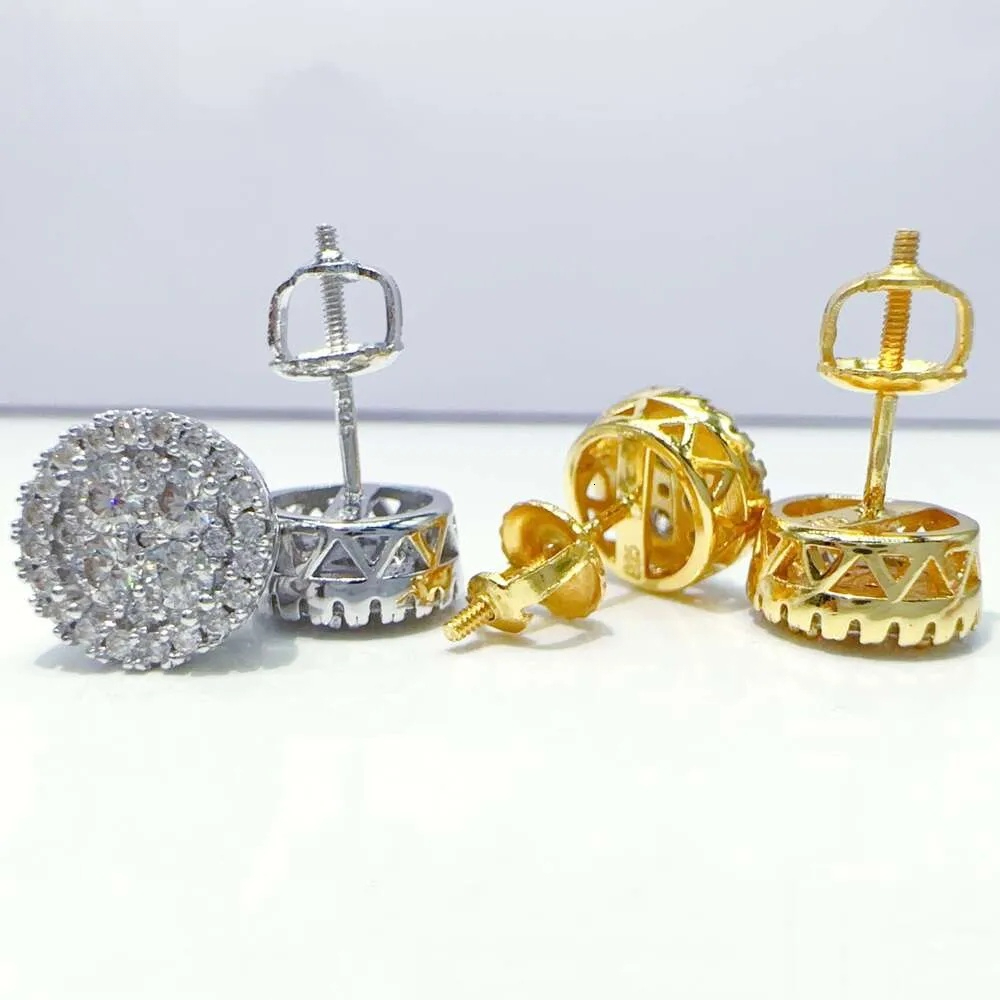 Fashion VVS Diamond Earrings Round Hip Hop Jewelry GRA Moissanite Screw Back Earring For Women