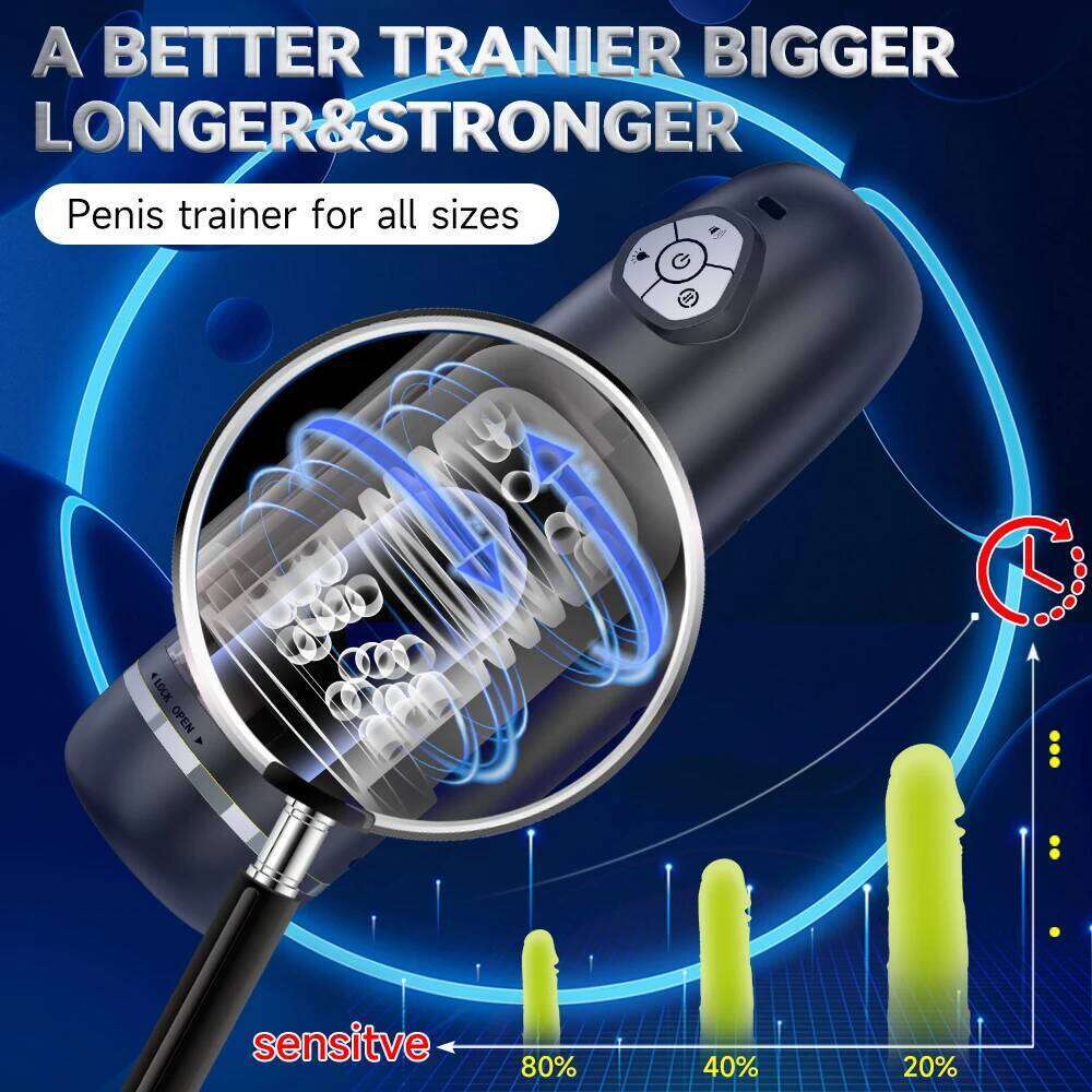 Automatic Male Masturbator Cup Hands Free Electric Penis Pump Visual with 10 Thrusting & Rotating Toys for Men Sex Machine Z260311