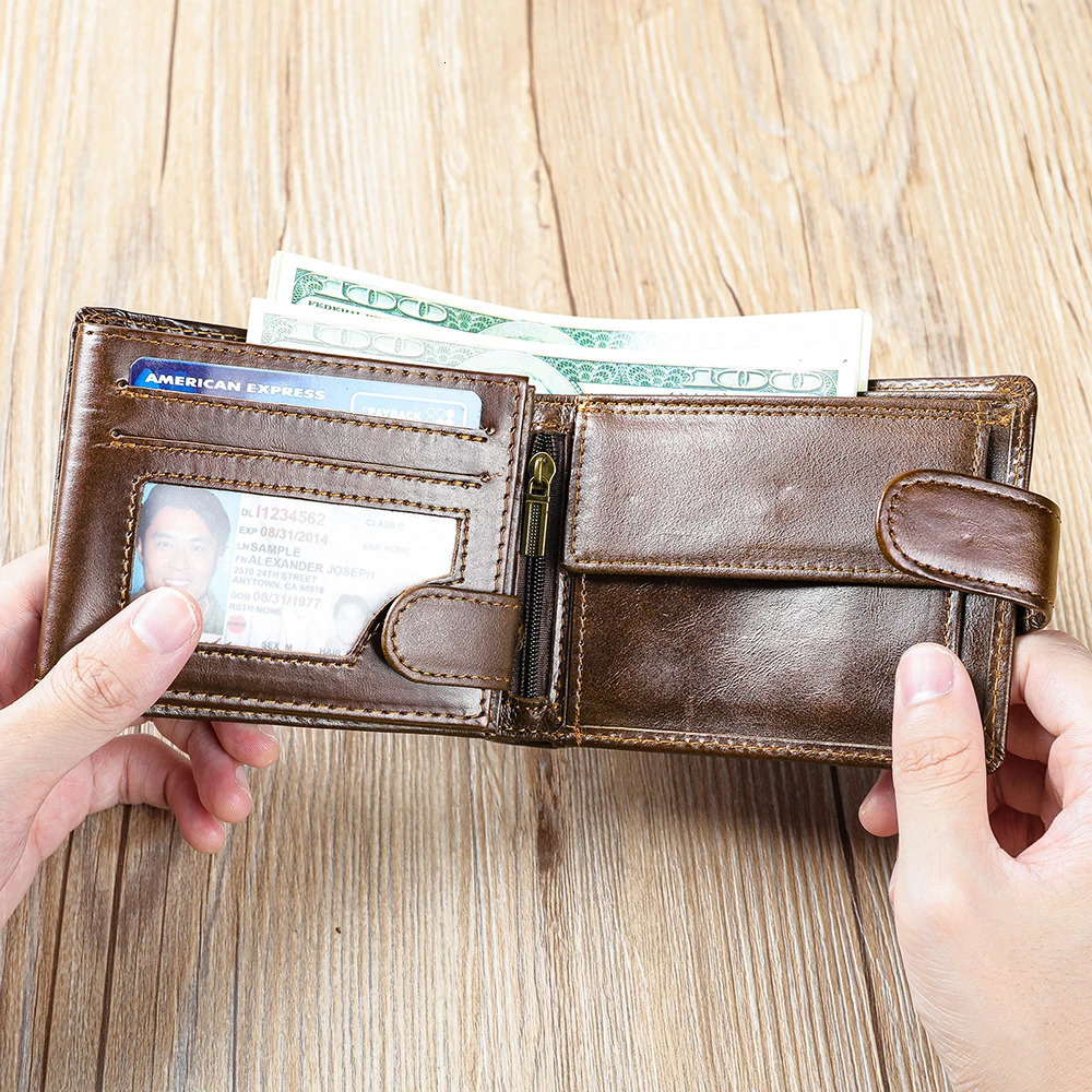 WESTAL RFID er Wallet Men Genuine Leather RFID Wallet Front Coin Pocket Purse Money Bag Leather Card Holder Wallet for Men 260304