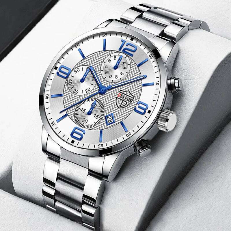 Fashion Mens Watches Luxury Quartz Wristwatch Calendar Men Business Casual Leather Watch Luminous Clock