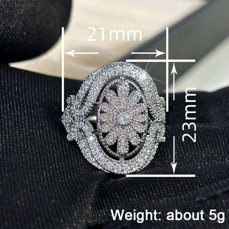 Huitan Gentle Sparkling Rings with Hollow Flower Design Brilliant Sweet Finger Accessories Charming Exquisite Party Jewelry Hot H260312