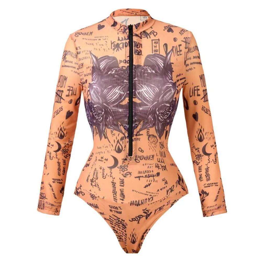 Mesh Retro Bikini Printed Fashion One Piece Swimsuit And Cover Up With Skirt Tight Women's Bandage Summer Beach Luxury Elegant Y260303