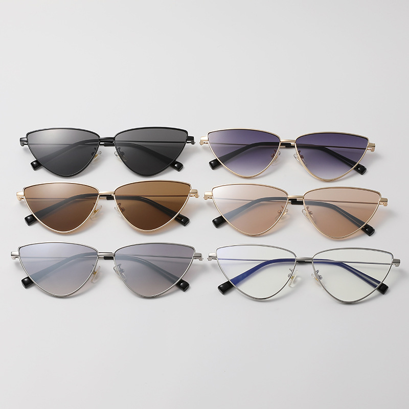 New European, American, Korean style hip-hop sunglasses for men, high-end fashion, cat eye sunglasses for women, UV resistant metal glasses
