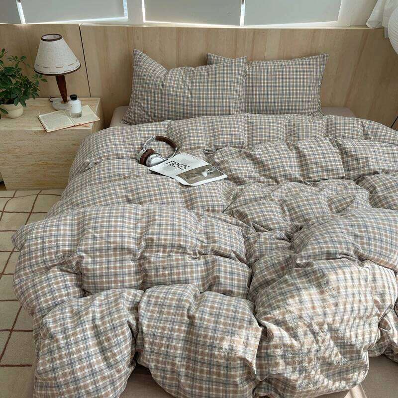 Nordic Ins Bedding Pure Cotton Duvet Cover Skin-Friendly Single Twin Full Queen Size Flat&Fitted Bed Sheets Set H260312