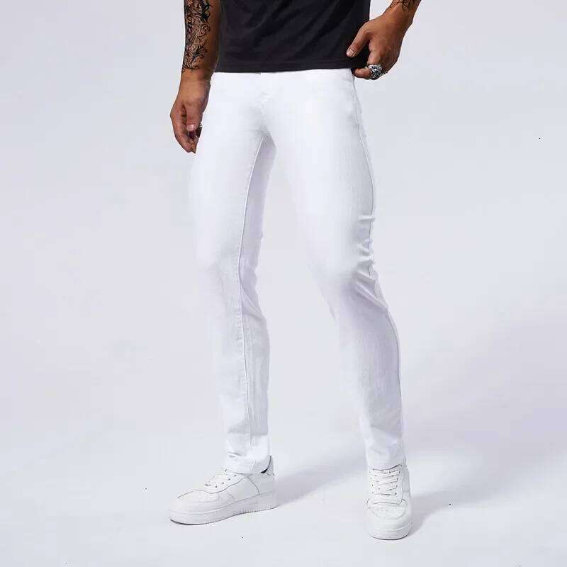 Men's White Casual Jeans New Denim Pants Comfortable Fashion Stretch Slim Fit Straight Trousers Male Clothing Streetwear 26Y0312