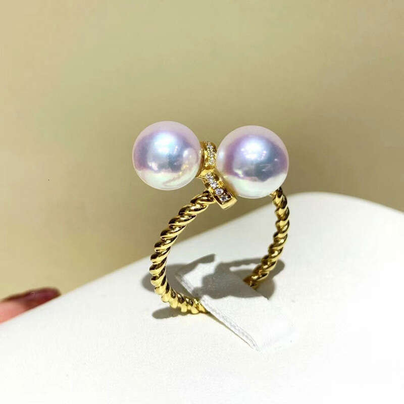 Fashion Luxury Pearl Rings for Women Wedding Rings Twisted Double Bead Adjustable Exquisite Classic Open Ring