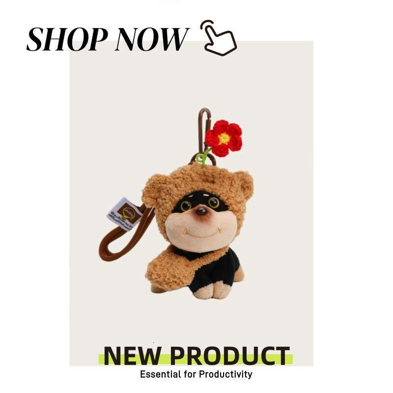 Bee puppy plush toy small pendant for girls, cute dog doll keychain, backpack decoration, original gift