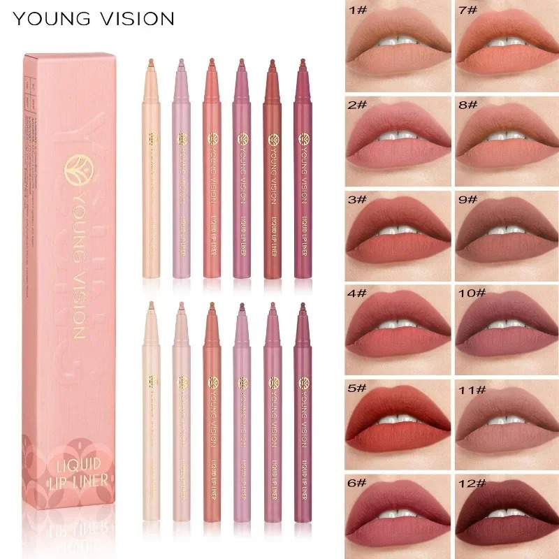 Matte Liquid Lip Liner Sponge Tip Lip Contour Pen Nude Pink Lipstick Pen Lasting Velvet Quick-dry Lip Glaze Hydrating Lipliner 260305