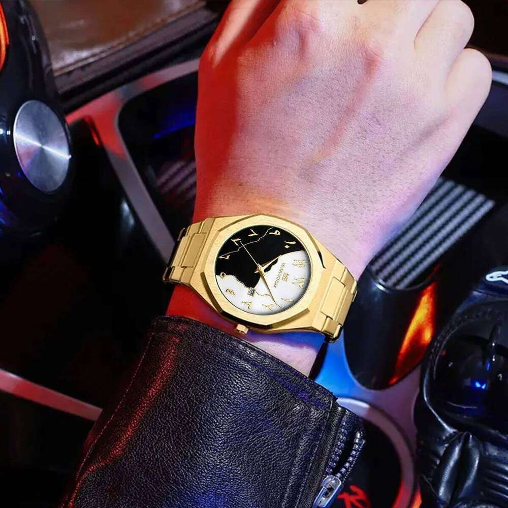 Top Brand Watch Marble Dial 42mm Arabic Scale Clock Silver Stainless Steel Quartz Movement Sports Business Wristatch for Men