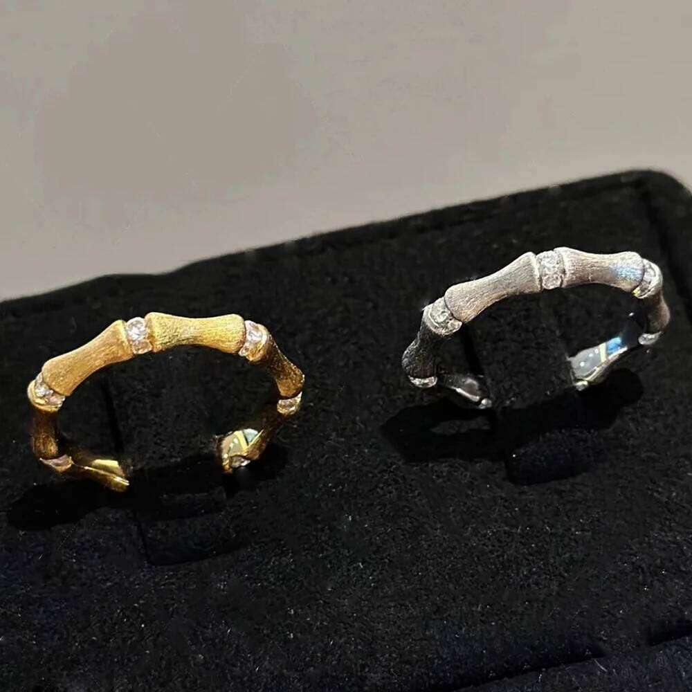 BXINY Moissanite Ring 925 Sterling Silver 18K Gold Plated For Women Men Bamboo Shape Eternity Band Lab Diamond Fine Jewelry Gift H260312