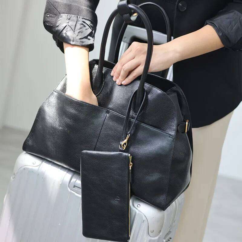 Women's Genuine Leather Large Capacity Tote Bag Female Retro Luxury Briefcase Vintage Cowhide Shoulder Handbag