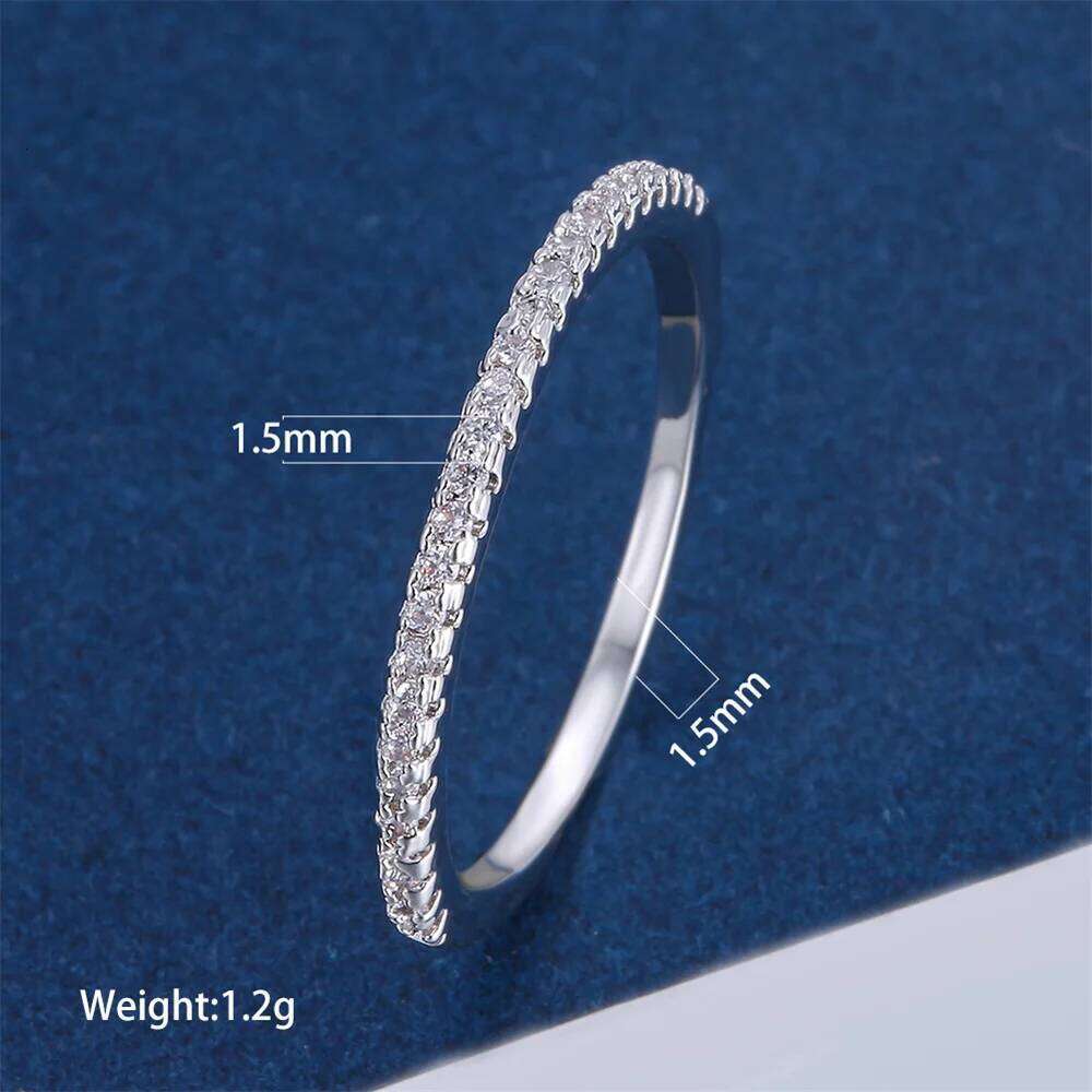 Luxury Crystal White Zircon Wedding Band Thin Rings For Women Simple Fashion Silver Color Engagement Promise Stackable Jewelry H260312