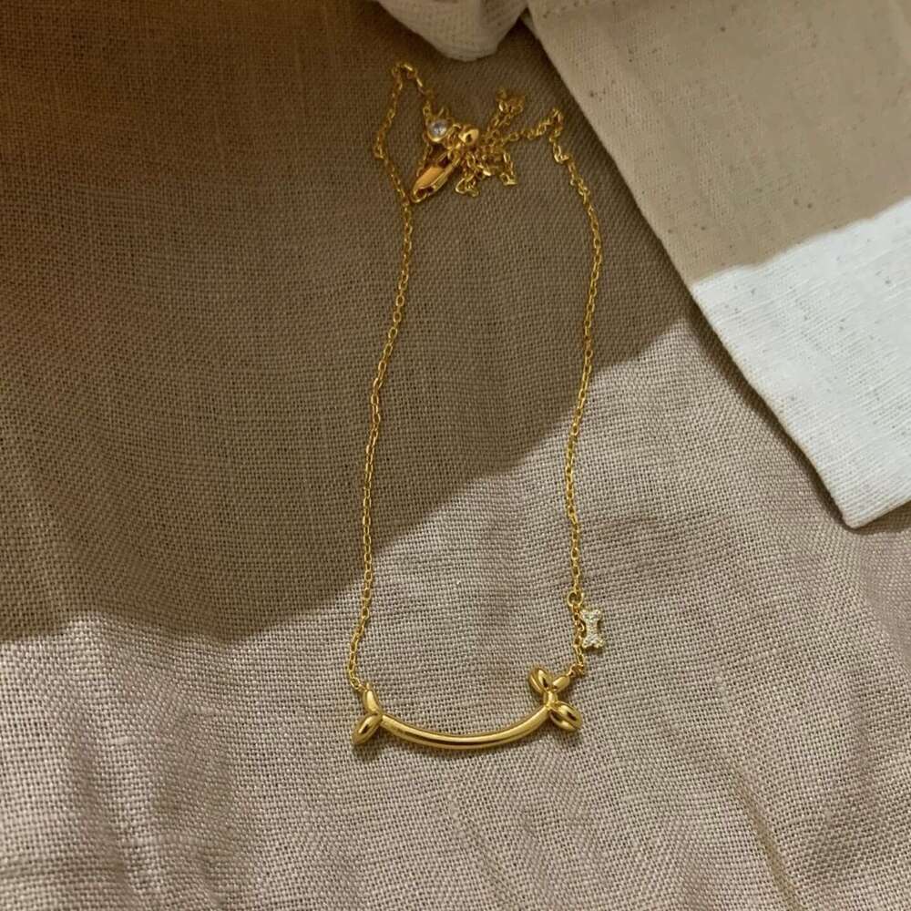 Korean Style Simple Gold Smile Balloon Puppy Necklace For Women Personality Collarbone Chain Women's Choker