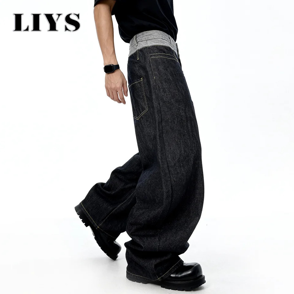 Mens Retro Double Waist n Baggy Wide Leg Jeans Street n Denim Pants Gothic loose Machete Wide Leg Jean Unisex Clothes 260310