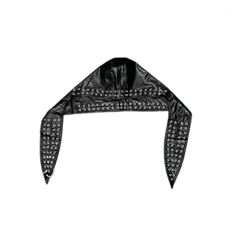 Metal Eyelets Pu Leather Durag Man Hip Hop Punk Rock Beanie Hat High Street Black Leather Cap Headwear 260304