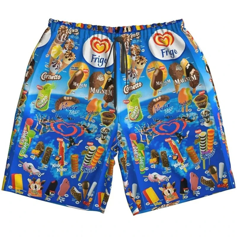 2025 Hawaiian Cornet Ice Cream Short Pants For Men Clothes Cold Popsicle Beach Shorts Frozen Lolly Bermudas Icecream Trunks 260228