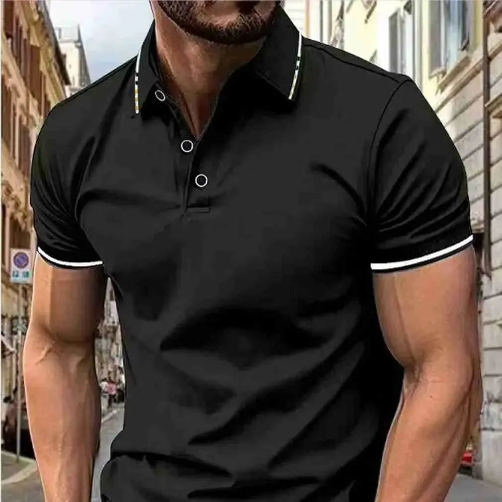 Mens summer casual fashion polo shirt short sleeve mens short sleeve color lapel top T-shirt short sleeve lapel fashion 260311