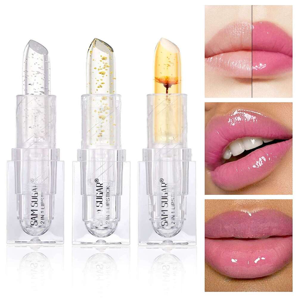 SAM SUGAR 3 Color Temperature Change Easy to Apply Long-lasting Moisturizing Transparent Gold Foil Lipstick W260311