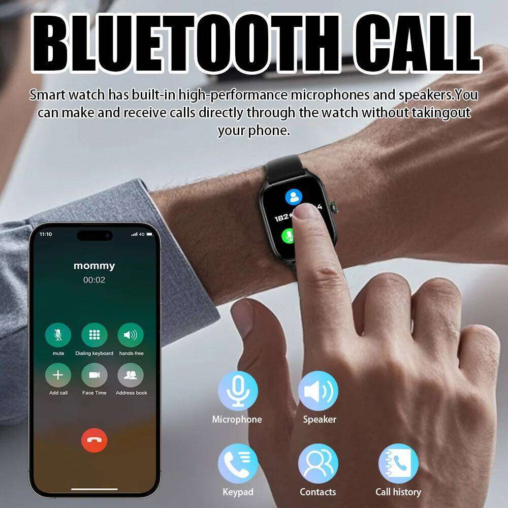 LAXASFIT New Talk Tracking Heart Rate Sleep Monitor Bluetooth Smart Watch Gifts for Men and Women