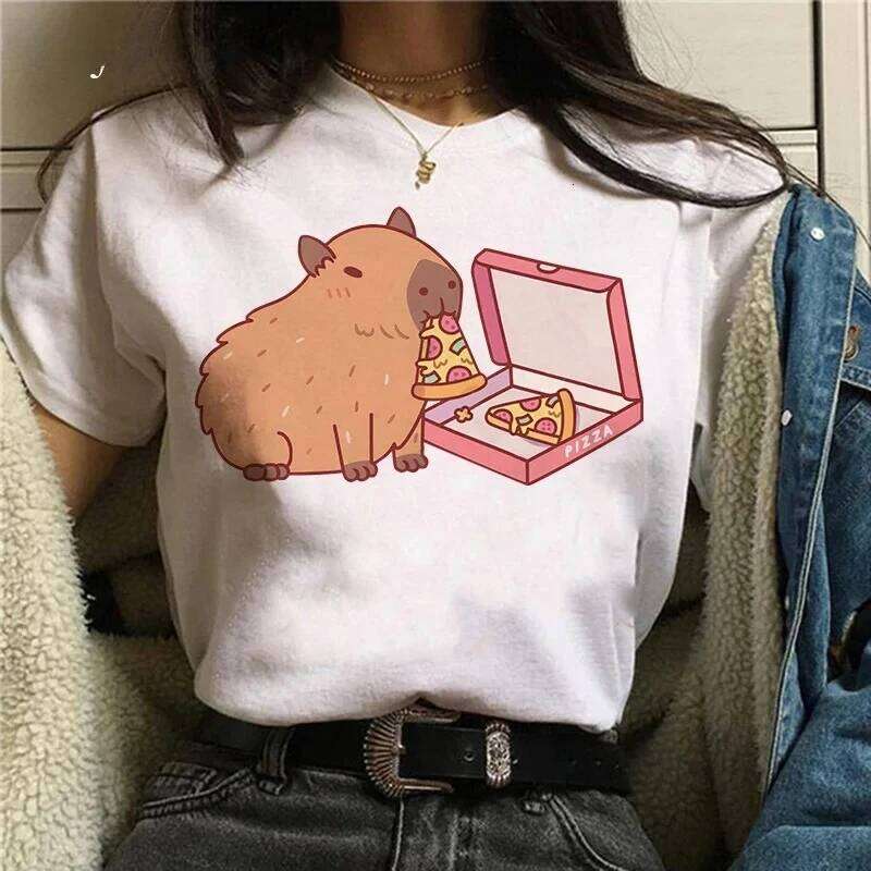 Girl Capybaras T Shirt Female Casual Top Clothes Funny Capybara Tshirt Women T-Shirt Capibara Cartoons Z260312
