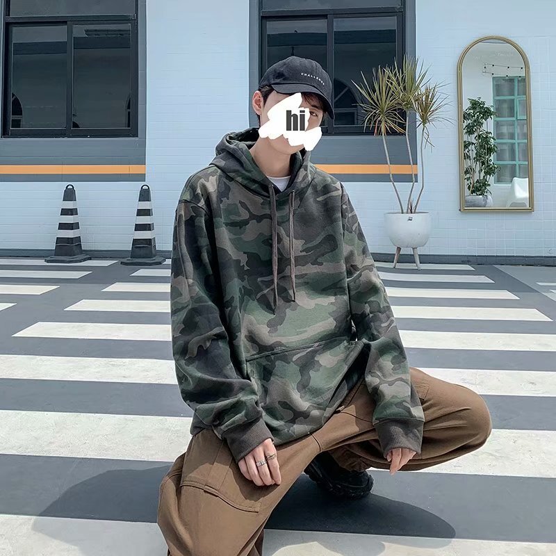Designer Hoodie Autumn Fleece-lined Retro Harajuku Style Workwear Camouflage Sweatshirt For Men Version Loose Fit Trendy Versatile Couple's Jacke