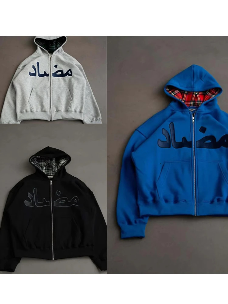 autumn and winter personalized printed hoodie y2k street casual hip-hop cardigan zipper jacket 260311
