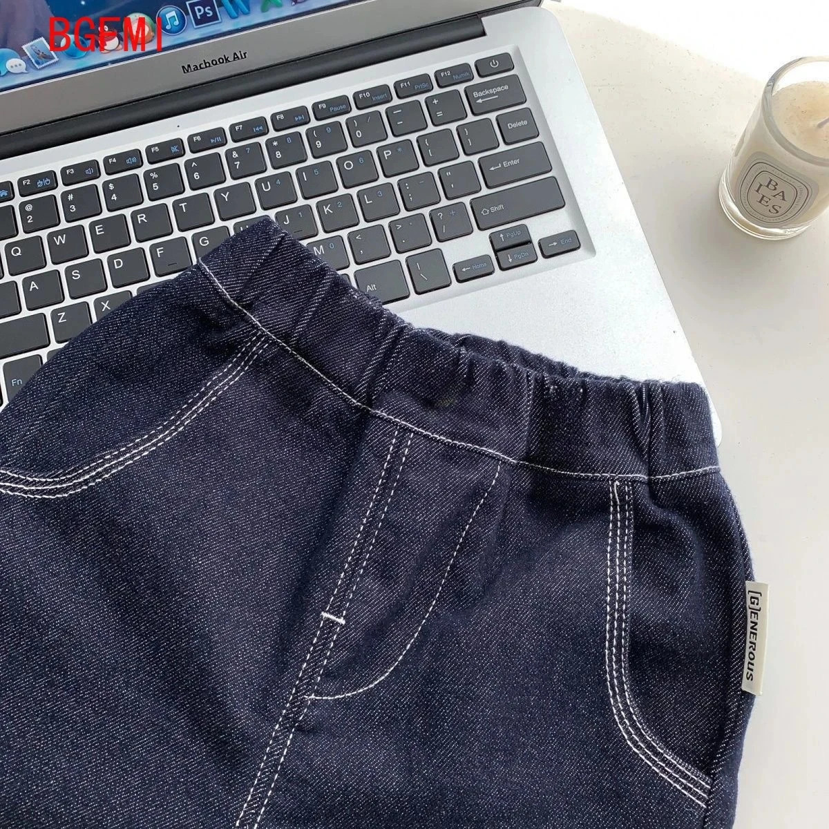 210Yrs Spring Autumn Childrens Boys Jeans Toddler Girls Solid Color Casual Denim Pants Elastic Waist Kids Straight 260311